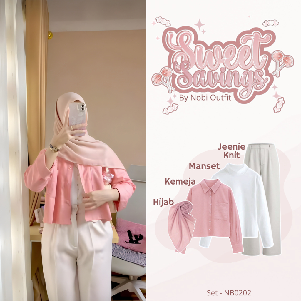 KEMEJA 4 In 1 One Set for Women Trend Nobi Outfit Set Basic Rami Shirt Korean Style Linen Crop Shirt