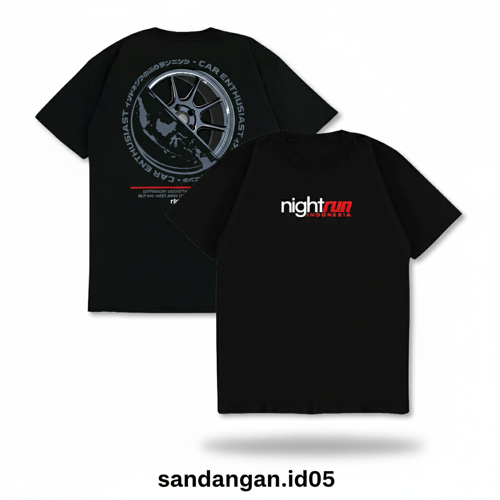 เสื้อยืด NIGHT RUN INDONESIA รถ ENTHUST COMBED 24S