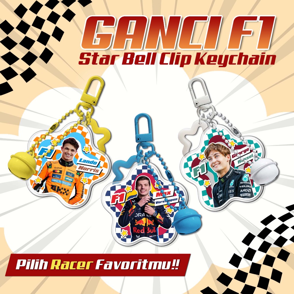 GANTUNGAN F1 KEYCHAIN - พวงกุญแจสูตร 1 - F1 Racer - F1 Star Bell Clip พวงกุญแจ