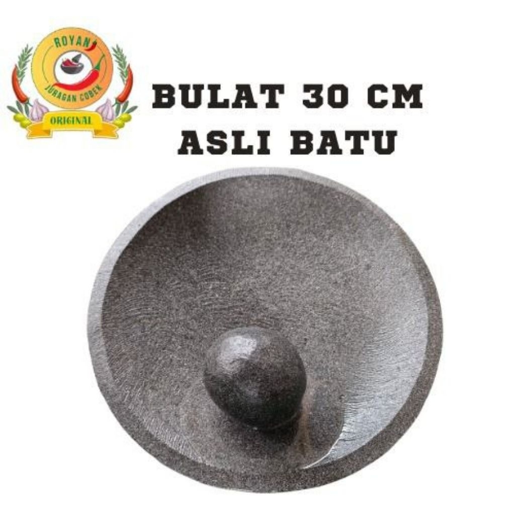 ORIGINAL FAHAT ROUND MORTAR 30 CM ฟรี PURE NATURAL STONE PADANG MORTAR GUARANTEEE