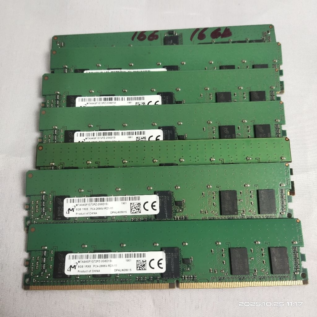 RAM MEMORY LONGDIM SERVER MICRON 8GB 1Rx8 PC4 -2666V-RD1 -11 ECC
