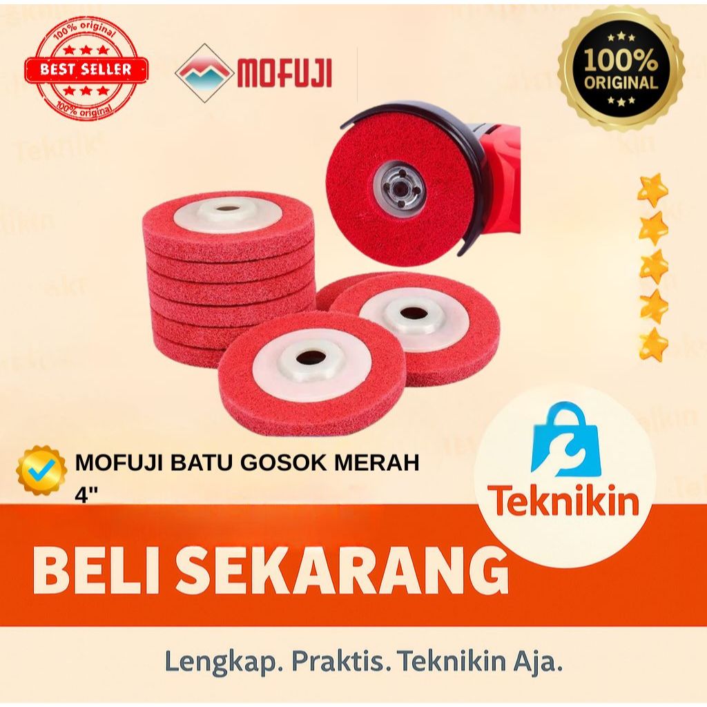 MATA MERAH NON-WOVEN Polishing Wheel MOFUJI 4 in Red - Wheel Polish 4in - NON-WOVEN Grinding Wheel