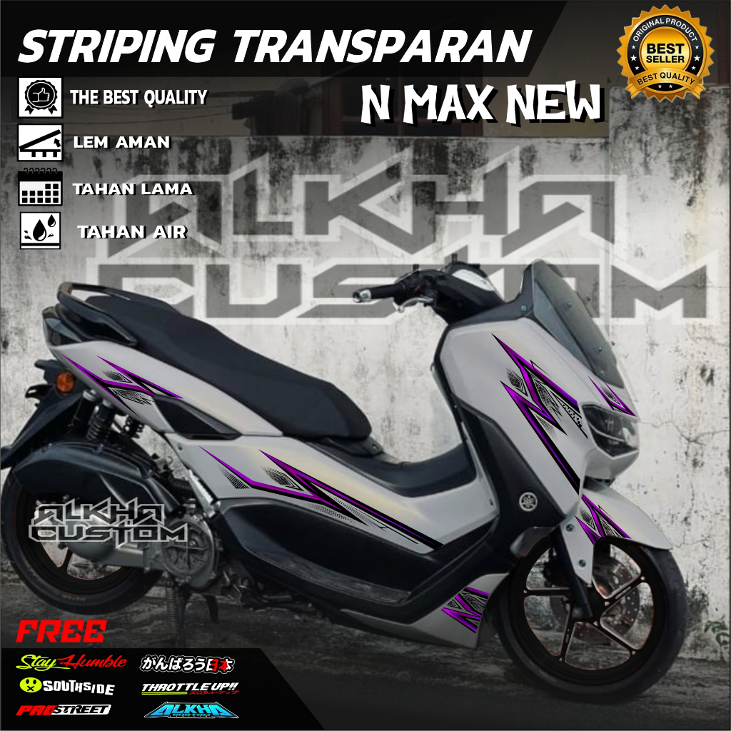 YAMAHA NMAX NEW 155 สติ๊กเกอร์สตริป COOL NMAX TRANSPARENT เปลี่ยนสีได้