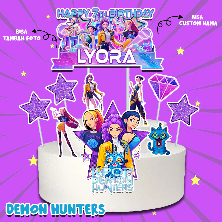ท็อปเปอร์เค้ก KPOP DEMON HUNTERS/ตกแต่งเค้ก DEMON HUNTERS CUSTOM NAME