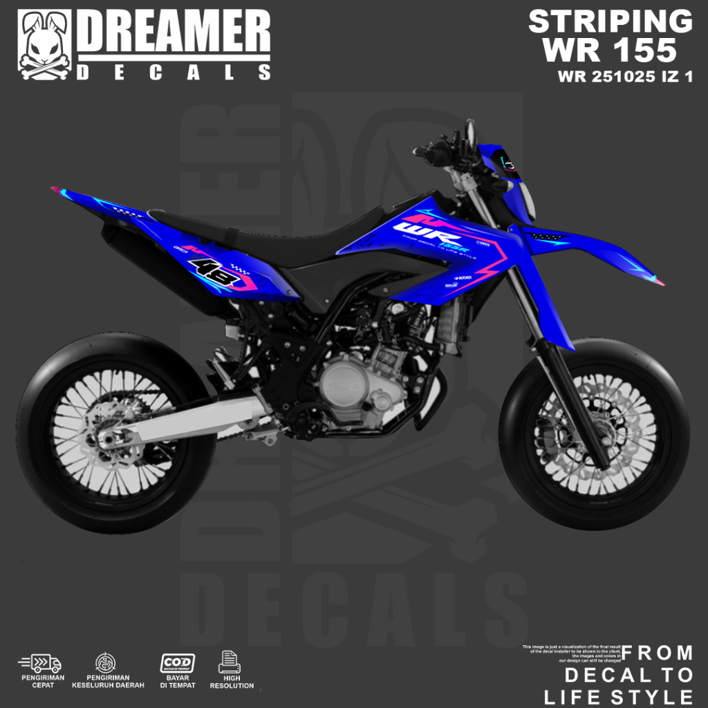 Dreamer Decals Sticker Yamaha WR 155 Striping Decal Sticker ตัด Tercutting รหัสสินค้า WR 251025ฉันคื