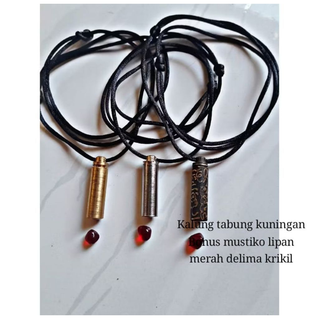 MERAH Mini Siem Red Garnet Agate Bonus Tube จี้สร้อยคอ