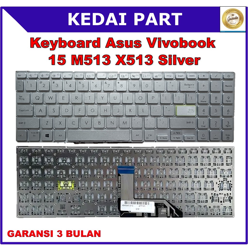 Asus Vivobook Ultra 15 X513 K513 M513 K513E K513EA K513M คีย์บอร์ดสีเงิน