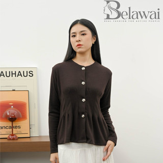 Belawai - Vana Top Blouse Peplum Fit Body / Blouse Wanita Lengan Panjang / Bluse Wanita Korean