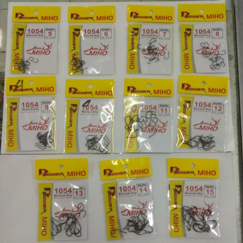 DPOWER MIHO 1054 ตะขอตกปลา 15 ชิ้น – แข็งแรง คม และกันสนิม!