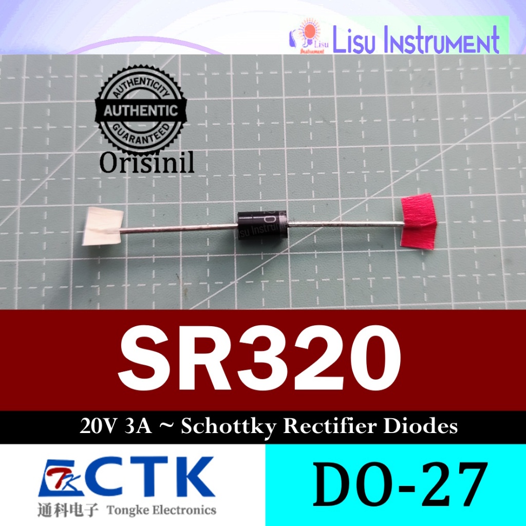 SR320 20V 3A ~ 320 ไดโอดวงจรเรียงกระแส Schottky DO-27 Ctk Electronics