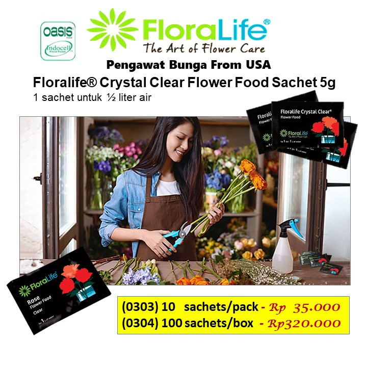 Floralife Crystal Clear Flower Food Sachet 100 Florist Supply Sistsini