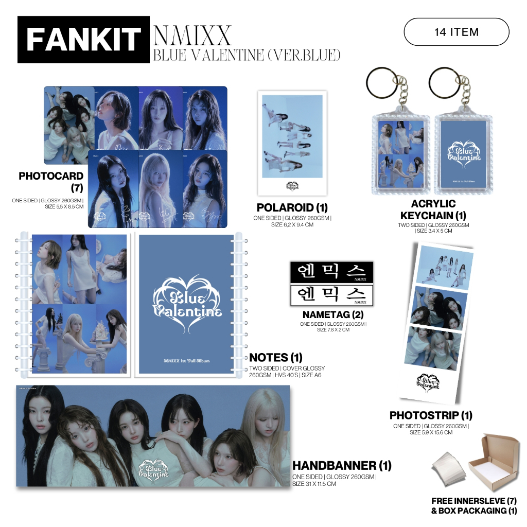 FANKIT NMIXX BLUE VALENTINE 14 รายการ KPOP UNOFFICIAL HAEWON LILY SULLYOON BAE JIWOO KYUJIN
