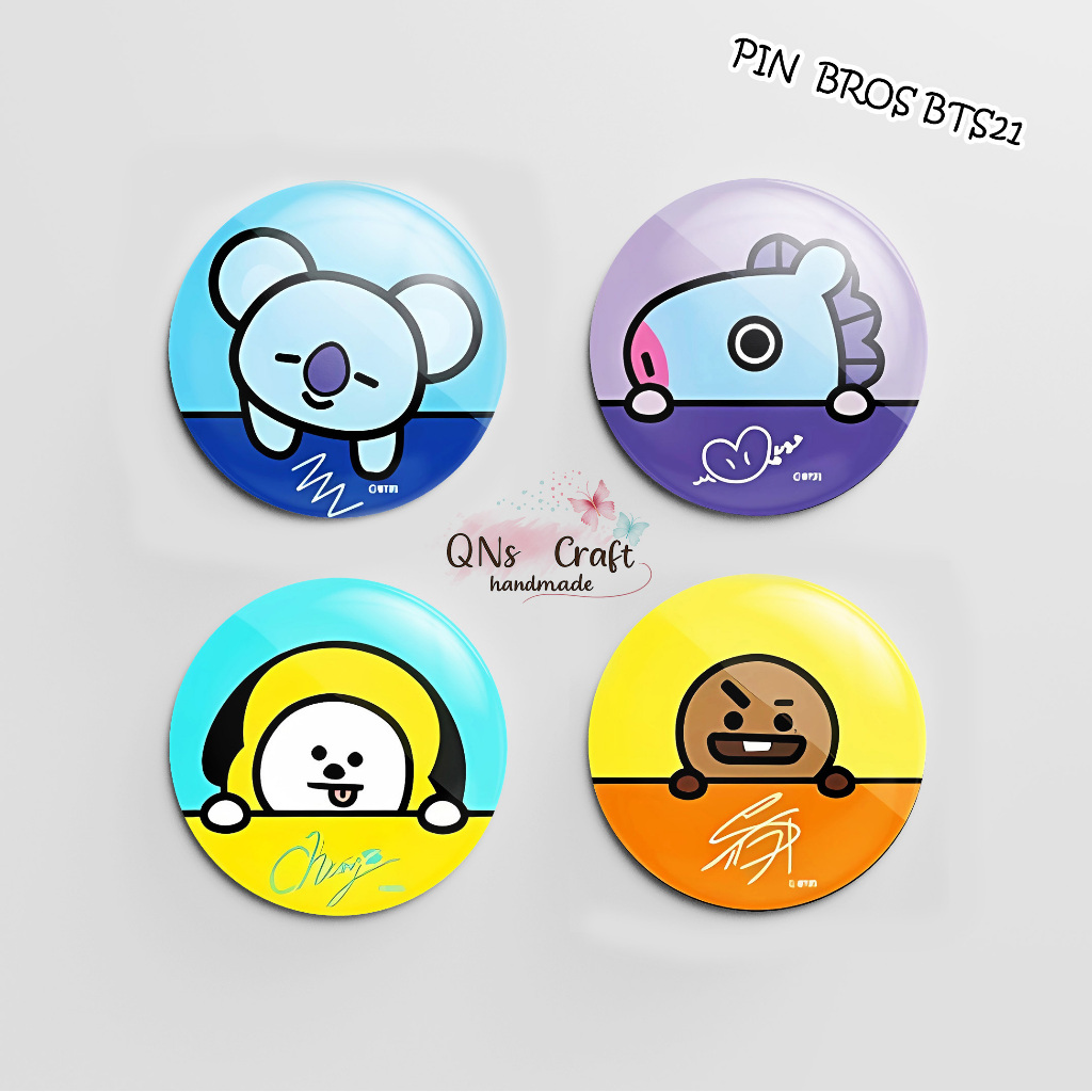 ปุ่มพิน/สัญลักษณ์ Kpop Series BTS21 TATA COOKY SHOOKY VAN RJ