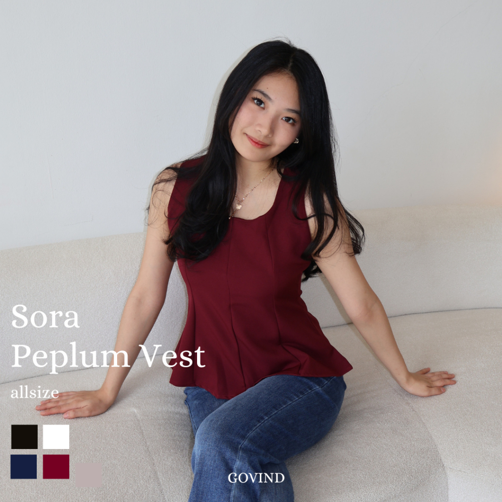 Govid.idn - Sora Vest / เสื้อแขนกุดผู้หญิง / เสื้อคอเหลี่ยม Sora Peplum