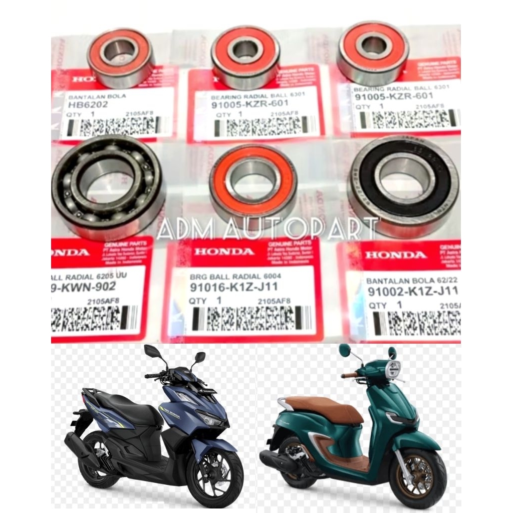 LOKAL K1Z RATIO NECK BEARING SET 6PCS HONDA VARIO 160 STYLO 160 ORIGINAL ท้องถิ่น