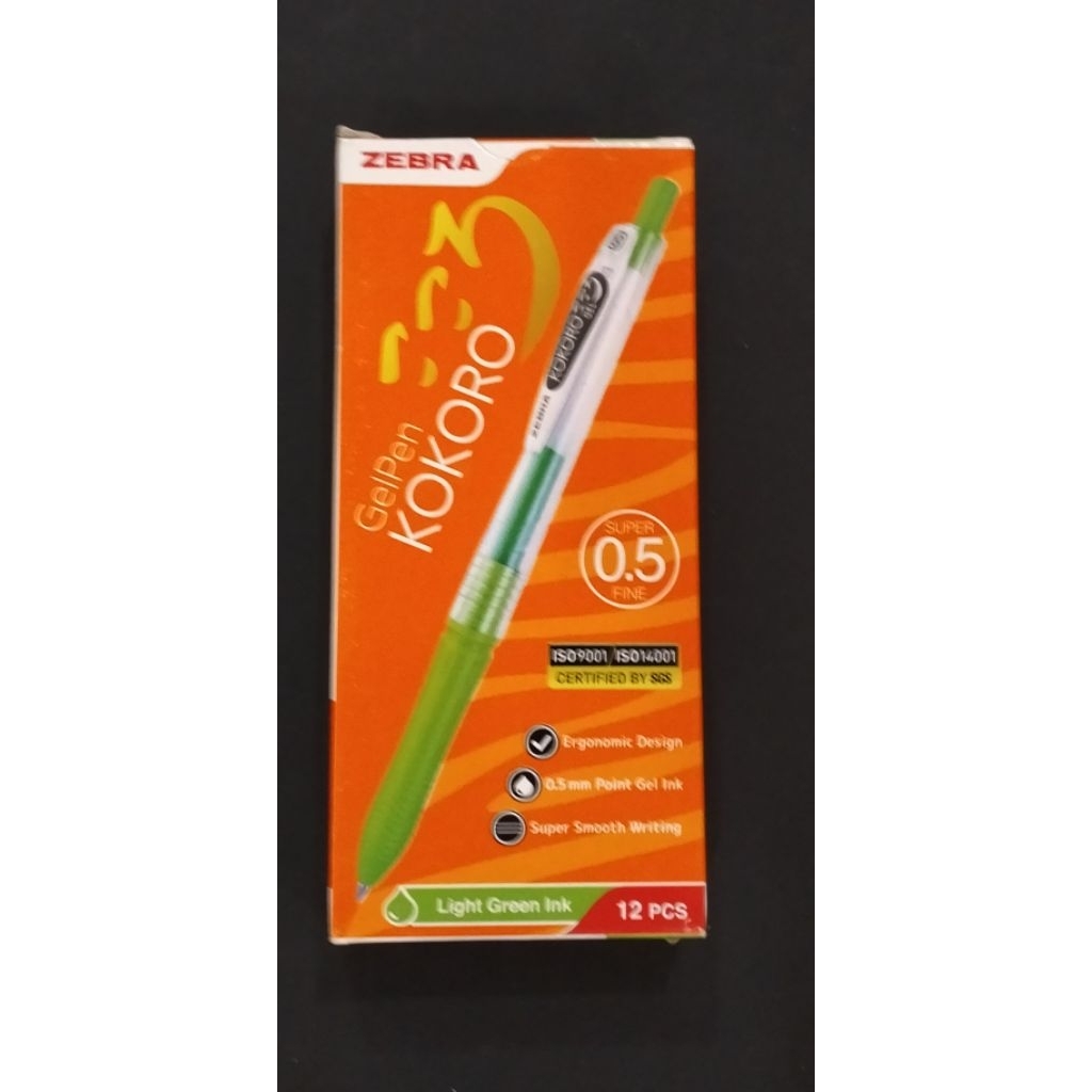 ZEBRA BRAND KOKORO 0.5 ปากกาเจลสีเขียวอ่อน
