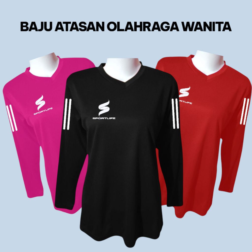 เสื้อยืดกีฬาแขนยาวผู้หญิงมุสลิม Zumba แอโรบิกเสื้อยิมนาสติกขนาด M-XXL Dep v คอ