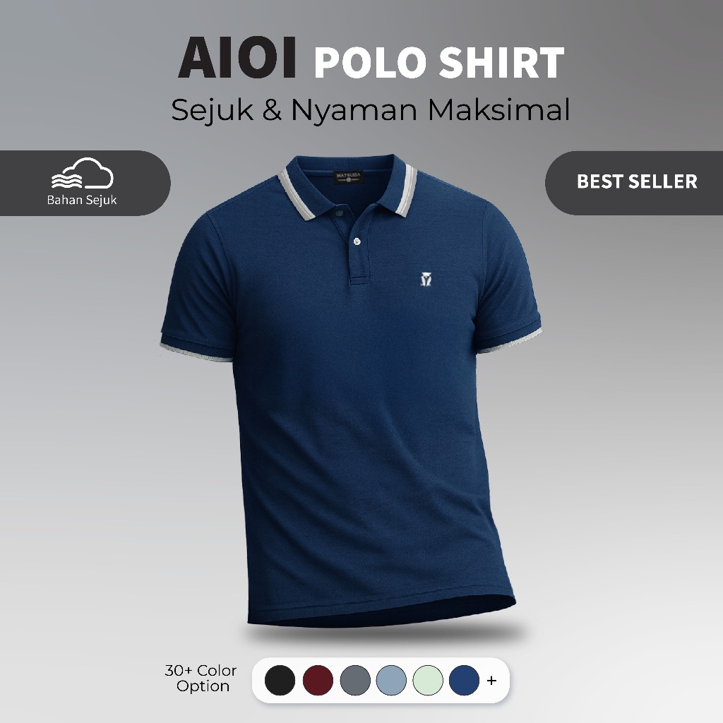 KATUN MATSUDA Aoi เสื้อโปโลผ้าฝ้ายผู้ชายคอปก