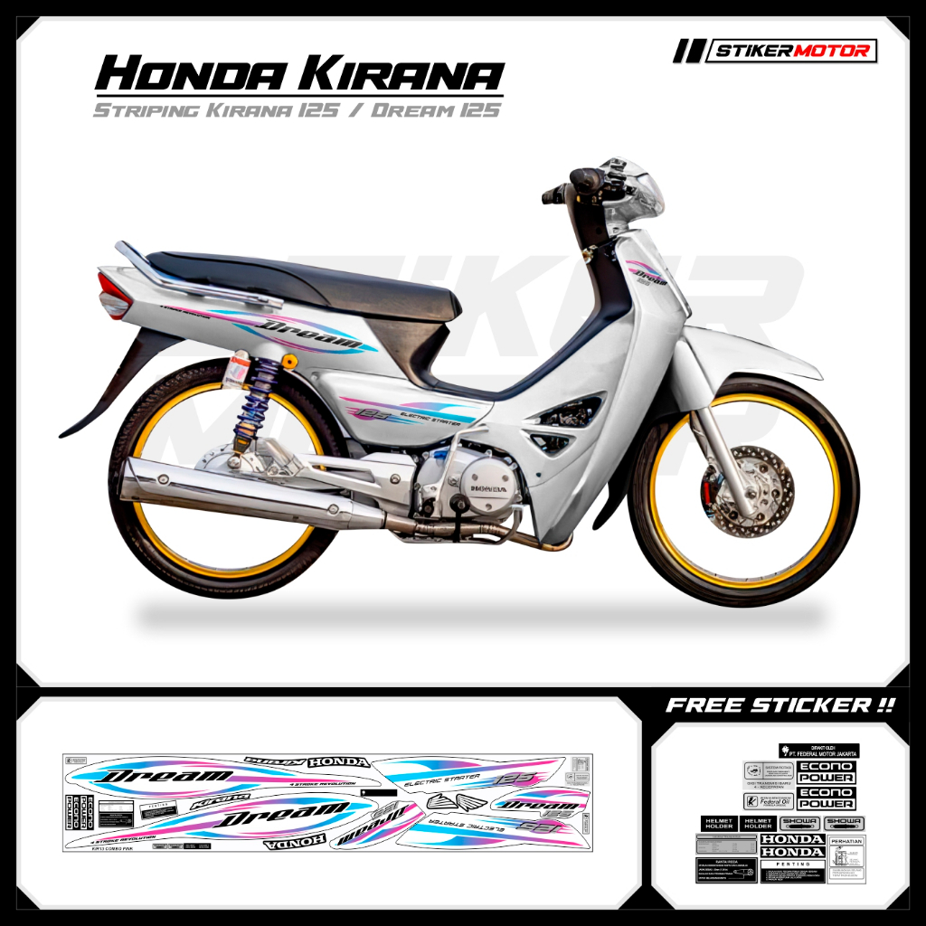KIR13 Striping สติกเกอร์ Honda Kirana 125 Honda Dream 125 ncx Variation Motohai สติกเกอร์ Striker St
