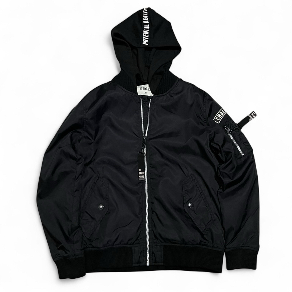 Bomber Jacket Ma-1 Hooded สีดํา USALL Original
