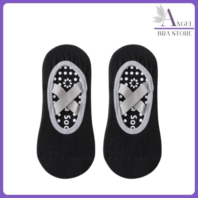 Angle_brastore - ถุงเท้ายิมโยคะกันลื่น Pound Fit Yoga Cross Strap Pilates Unisex