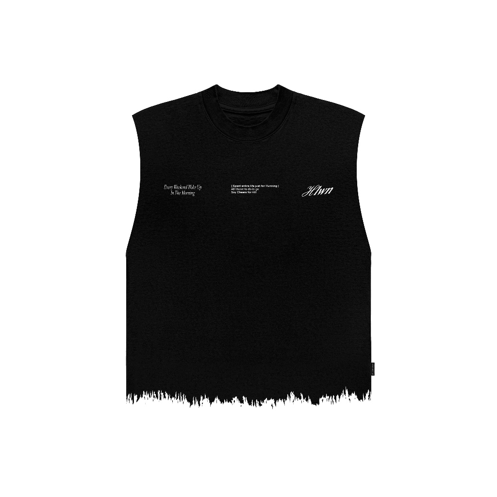 HLWN Running Unisex Fringe Muscle Tee สีดํา - Ripple