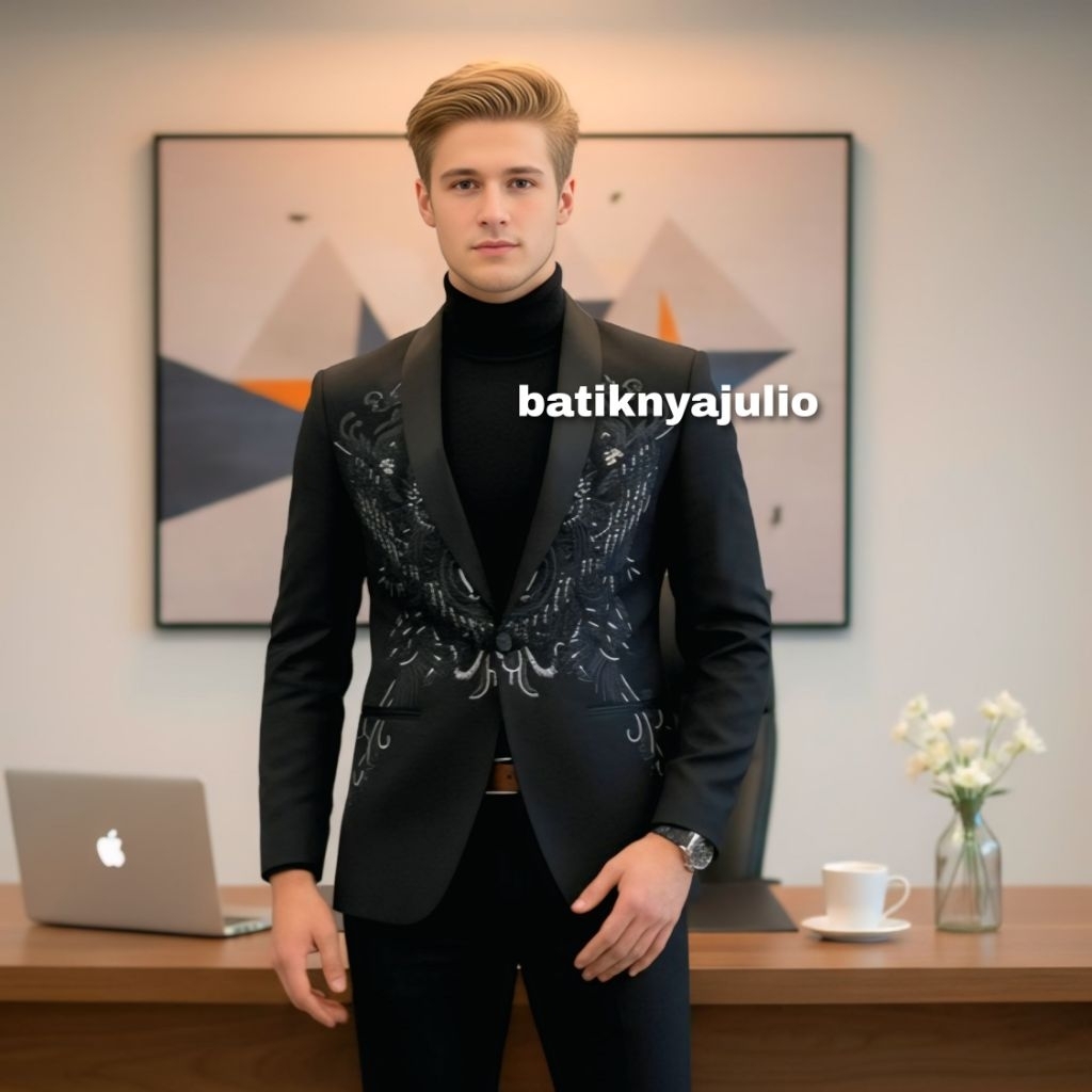 เสื้อแจ็คเก็ตผ้าบาติกสําหรับผู้ชายเสื้อเบลเซอร์ผ้าบาติกระดับพรีเมียม batikyajulio limited edition ln