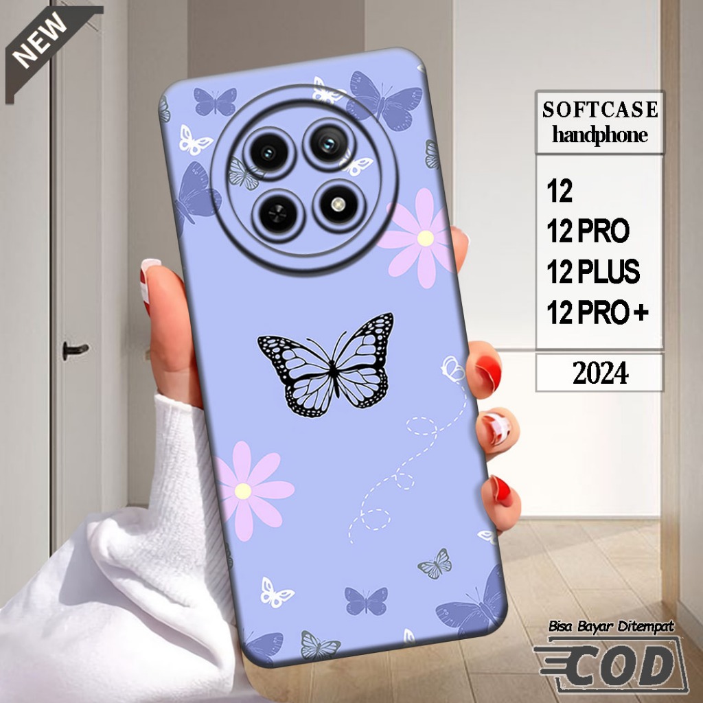 เคส realme 12, Realme 12 Pro, Realme 12 Plus, Realme 12 Pro Plus - วัสดุซิลิโคนยืดหยุ่นสีดํา