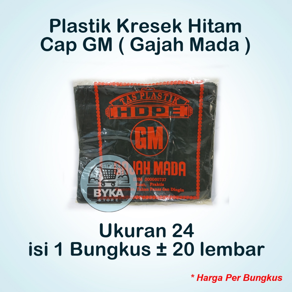 GM Gajah Mada brand 24 Black Medium Plastic Bag | GM พลาสติก 24 สีดํา