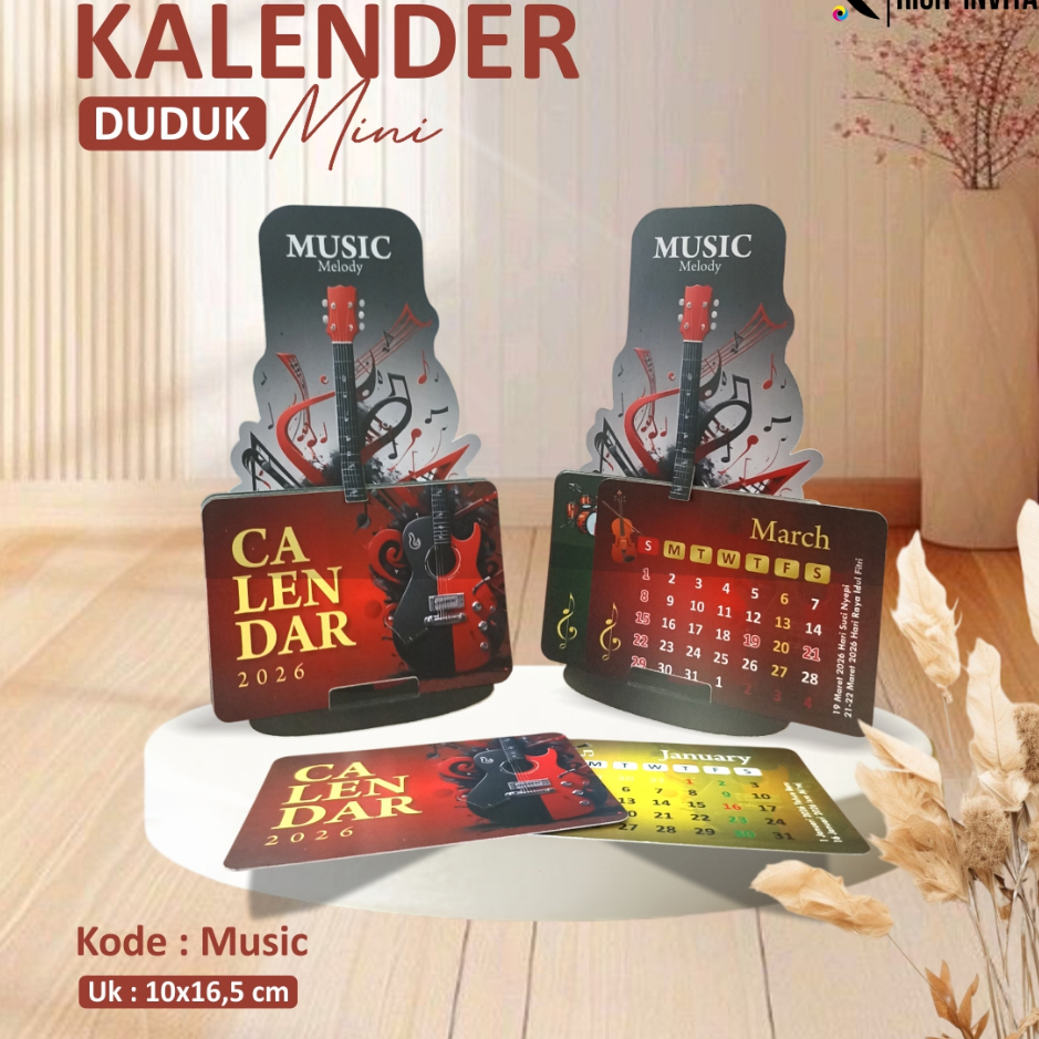 (MUSIC) AESTHETIC SITTING CALENDAR 2026 - UNIQUE DESK CALENDAR - MINI CALENDAR SOUVENIR