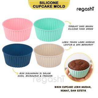 Regashi Silicone Cupcake Mold | Cetakan Kue Mangkuk Silikon | Pencetak Muffin Serbaguna Sekat Bekal Anak BPA Free Hiasan Makanan Praktis Dessert Non Stick Wadah Puding Mini Fleksibel Aman Dapur Rumah Tangga