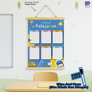 RHA GALLERY Planner Sekolah Jadwal Pelajaran Kelas Siswa Blue Wipe And Clean List Jadwal Tulis