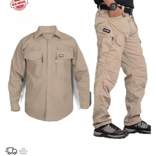 Kemeja tactical pria w-tac lengan panjang celana cargo blackhawk