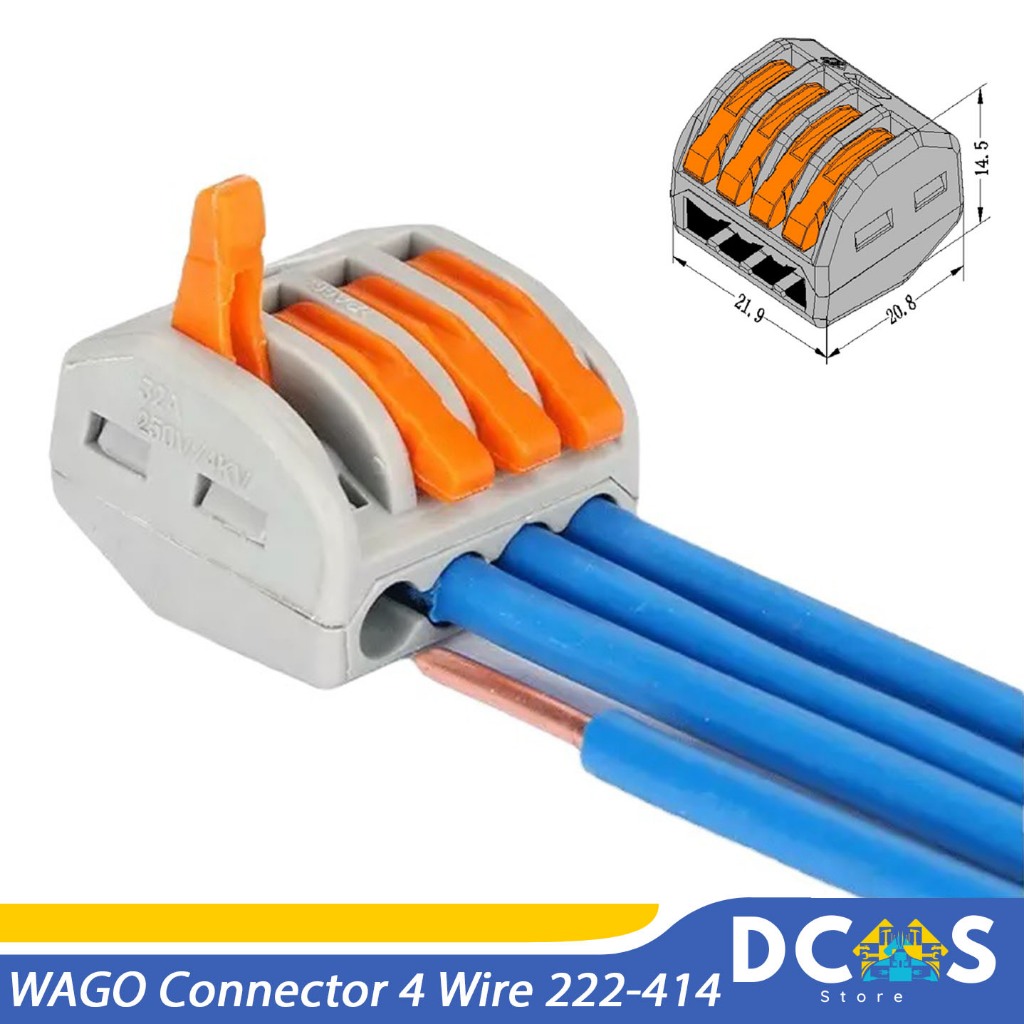 WAGO Connector 4 สาย 222-414 Compact Terminal Block Lever Cage Clamp