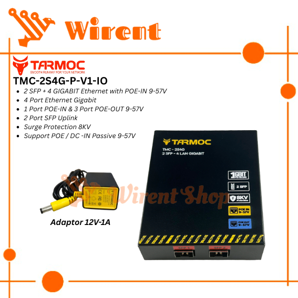 Tarmoc TMC-2S4G-P-V1-IO | Media Converter 2 SFP 4 LAN / 2FO 4LAN | 2SFP 4LAN / 2 SC 4 LAN Gigabit PO