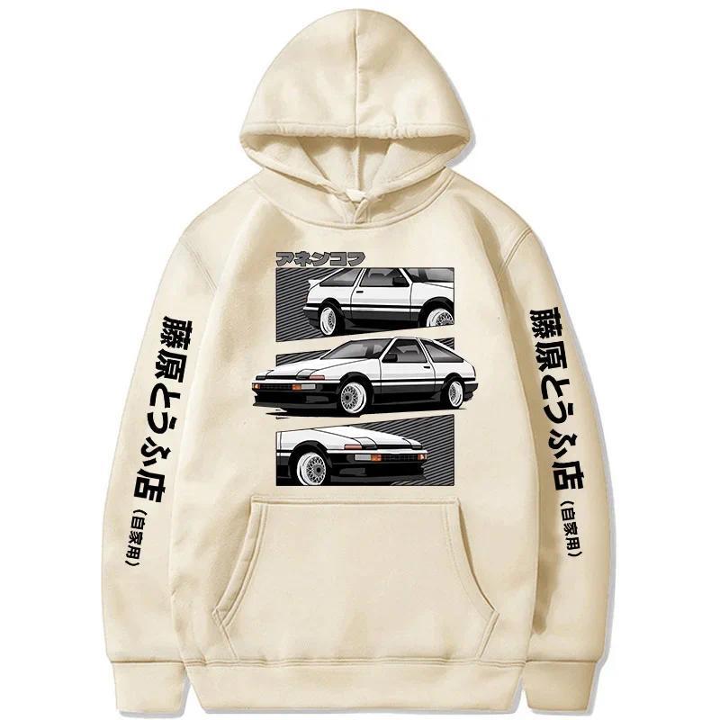 Redsuns การ์ตูน Gothic เสื้อ Anime Initial D Hoodie สําหรับชาย AE86 ตลก 2
