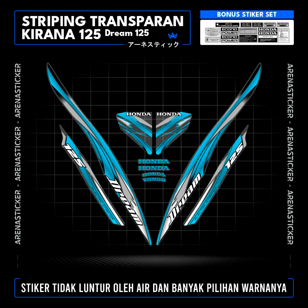 รหัส KIRT02c TRANSPARKENT Striping Honda Kirana 125 Honda Dream 125 Ncx สติ๊กเกอร์ Striping Strippin