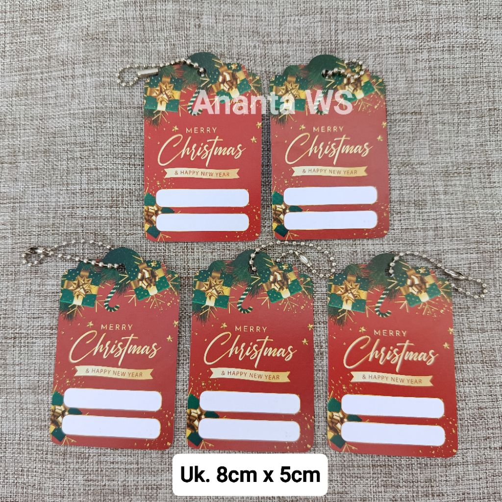 5 ชิ้น Merry Christmas Hang Tags พร้อมโซ่พริกไทย