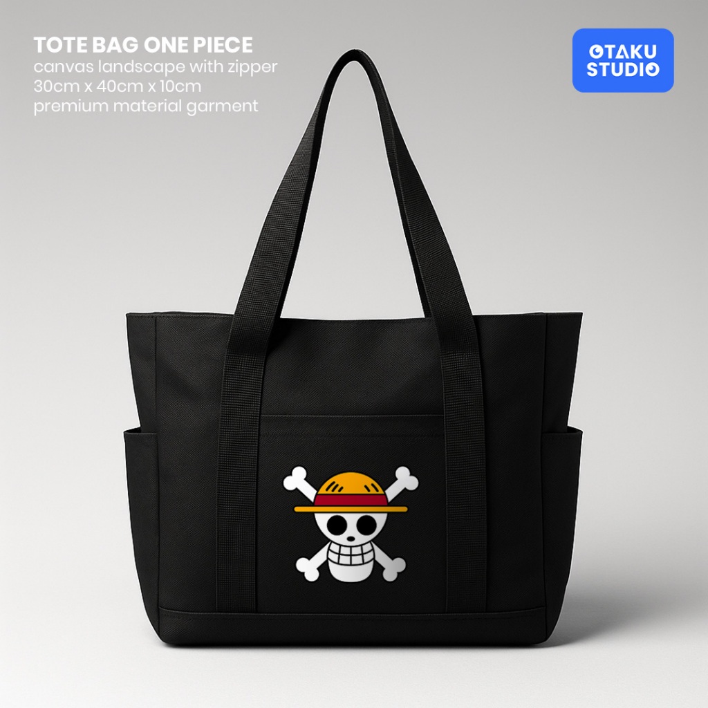 Otaku Studio - One Piece Luffy Jolly Roger Landscape Canvas Tote Bag 30cm x 40cm x 10cm