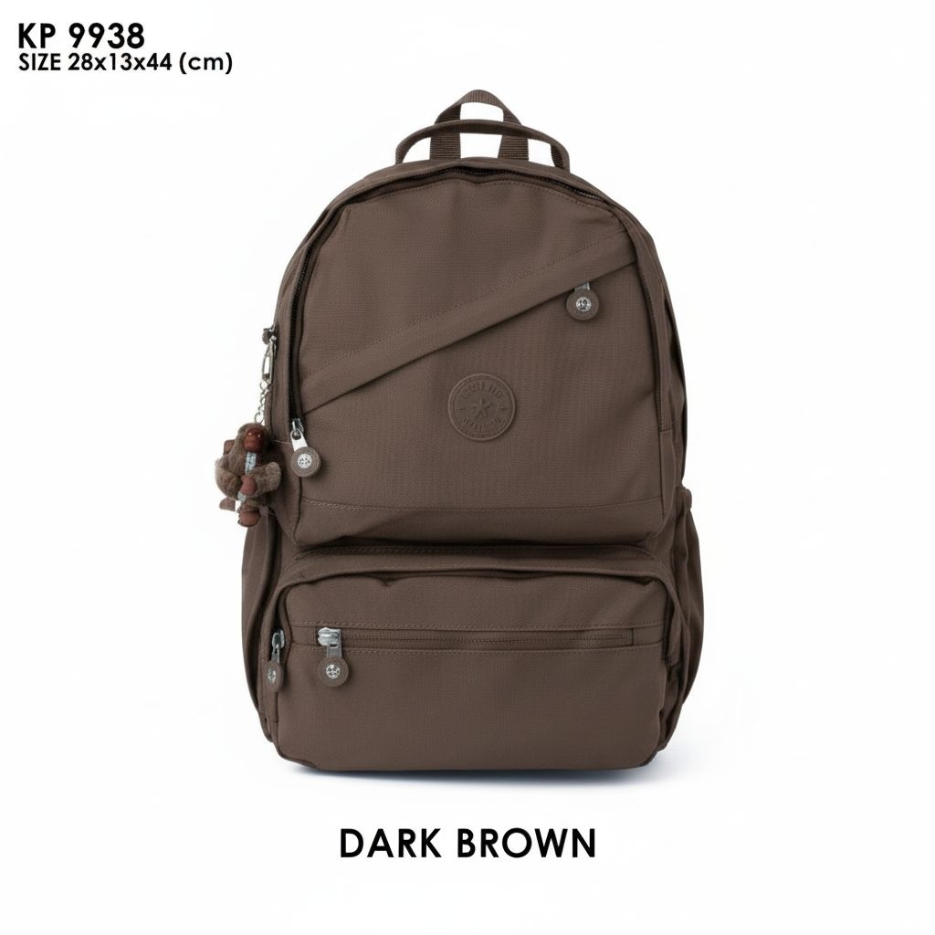 KIPLING กระเป๋าเป้สะพายหลังลําลองผู้หญิง / ผู้ชาย เคพี 9938 -กระเป๋านักเรียนวิทยาลัยสไตล์เรียบ // คิ