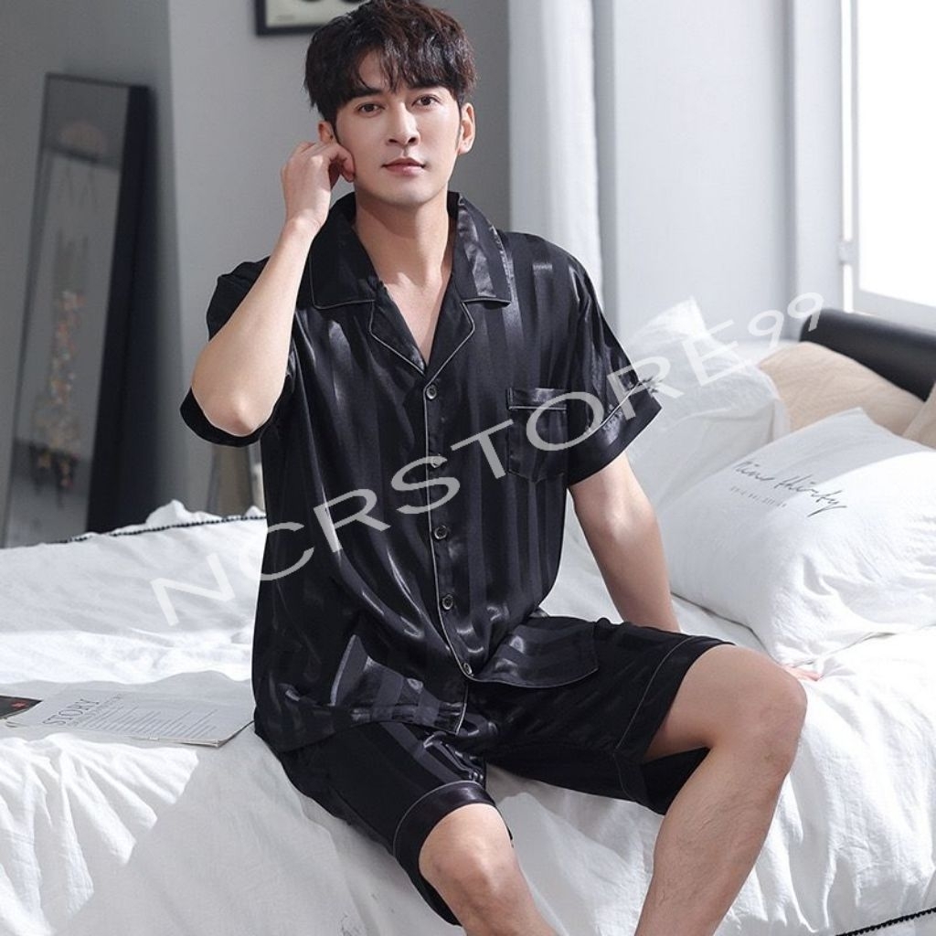 SOFT SILK SATIN STRITED ชุด HP PAJAMA สําหรับผู้ชาย