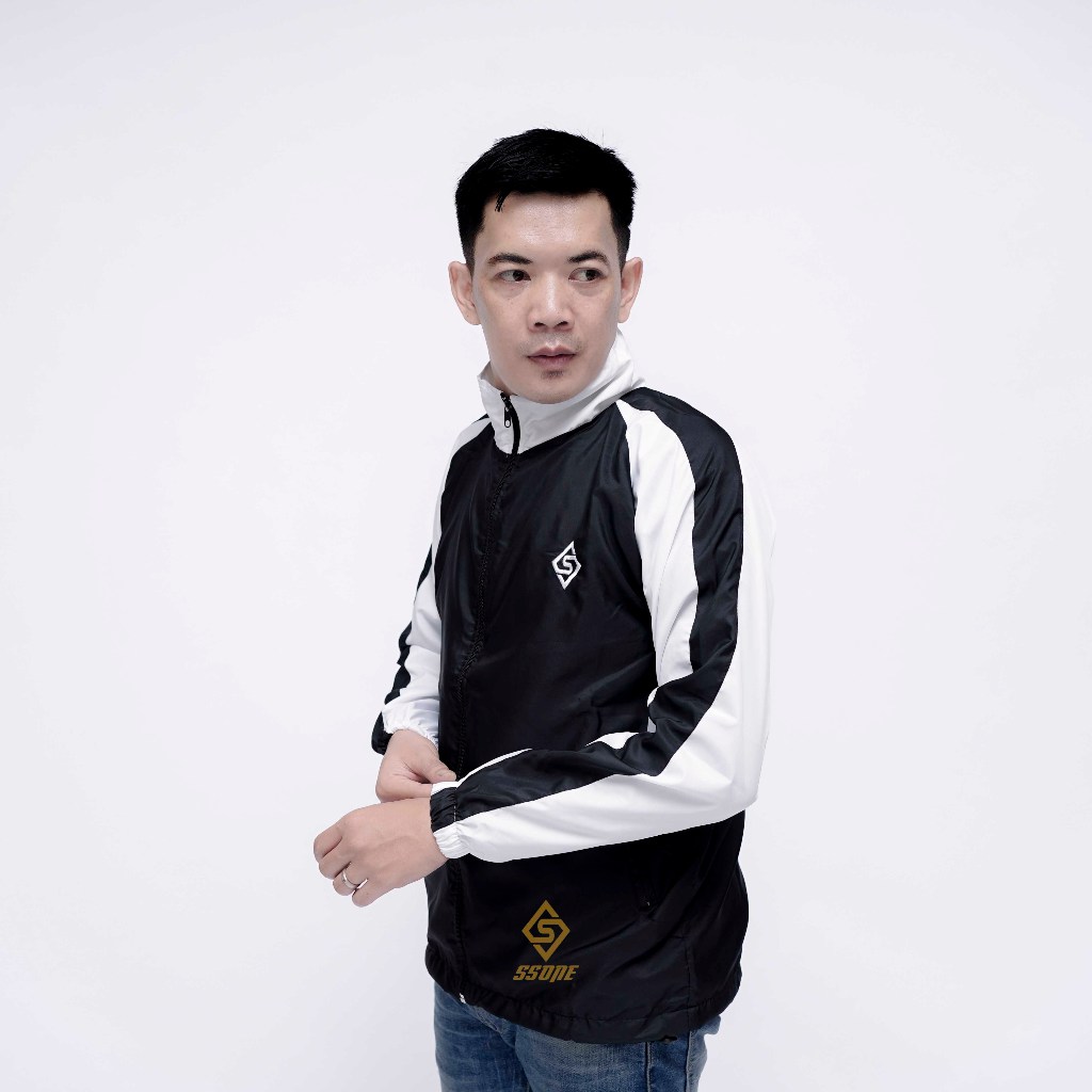 Tracktop Suit Jacket VINTAGE Retro Jacket สีดําสีขาว Strip Mens Womens Sport Jacket