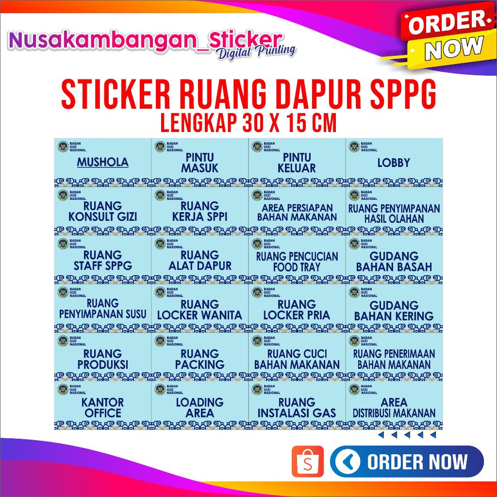SPPG KITCHEN ROOM STICKERS COMPLETE 30 X 15 CM 24 ชิ้น