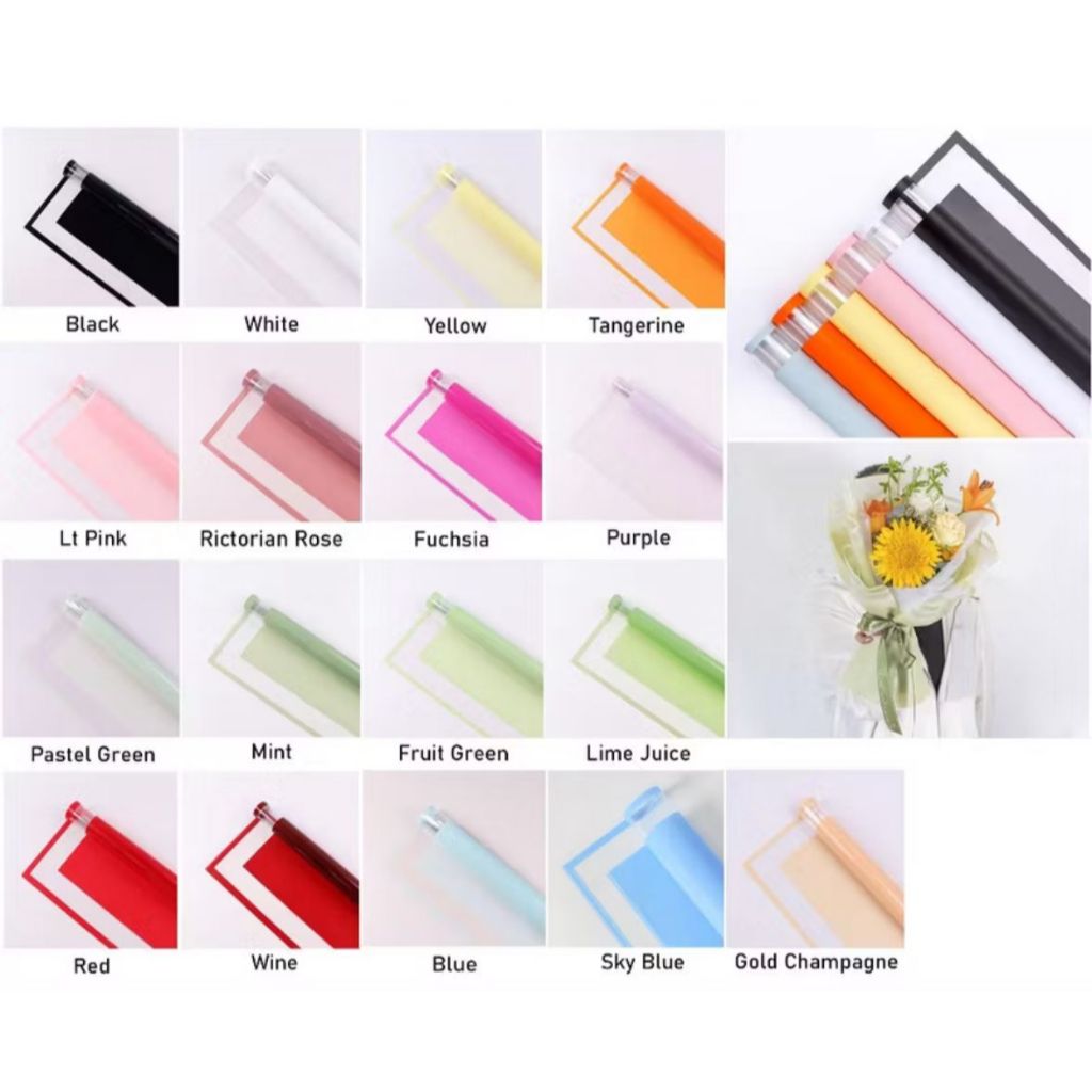 HNCREAT - [5 แผ่น] PAPER BOUQUET รายชื่อกรอบคู่ สี FLOWER BOUQUET PAPER CELLOPHANE FLOWER WRAPPING P