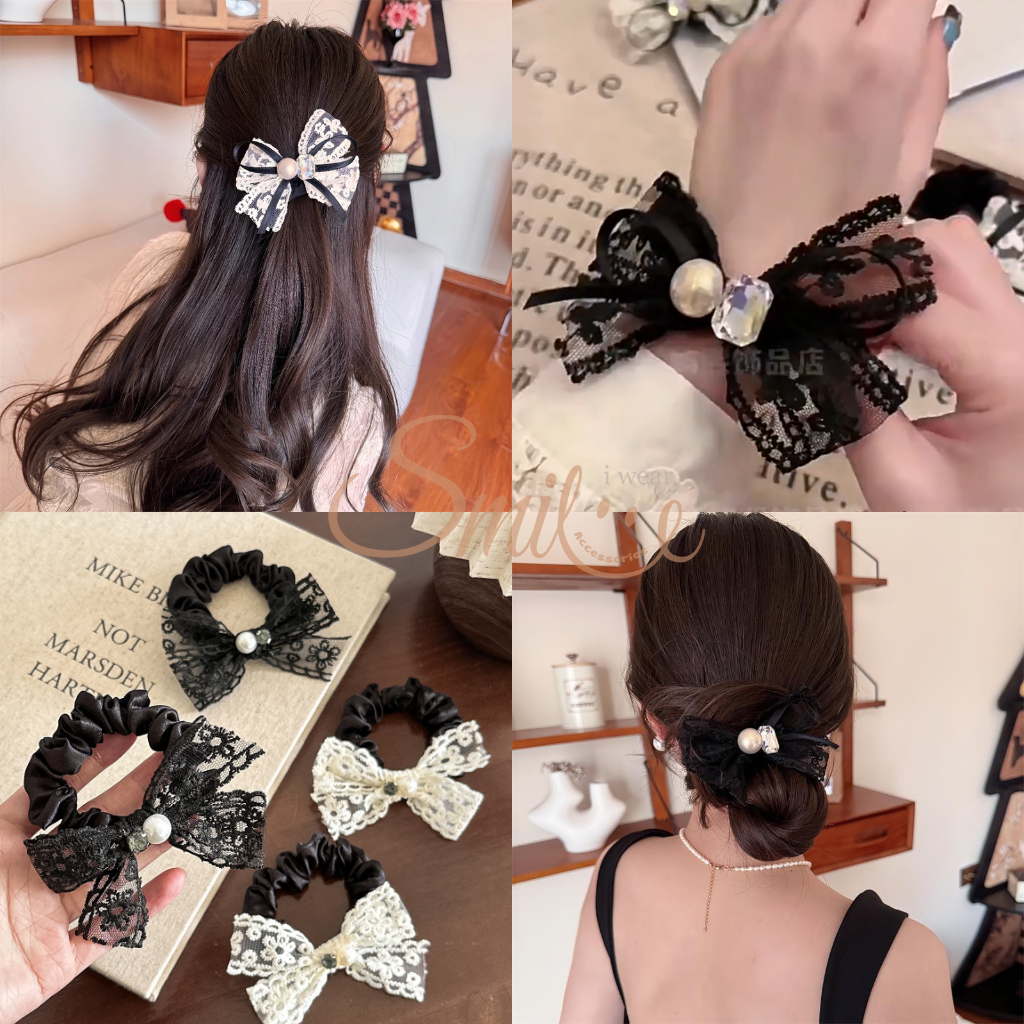 (1 ชิ้น) IWS LUXURY LACE RIBBON HAIR BAND / VINTAGE KOREAN LACE MOTIF HAIR BAND SKRUNCHIE HAIR BAND