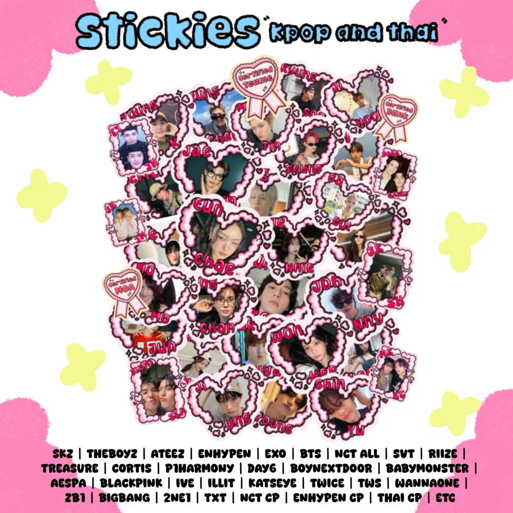 Blackpink KPOP AND THAI CP GLITTER STICKERS (CORTIS, SVT, ENHYPEN, EXO, NCT, BAEMON, H2H, TWICE, BTS
