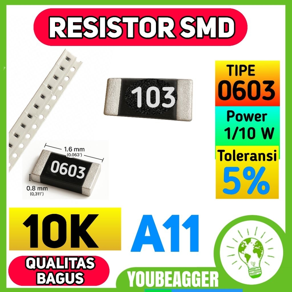 ตัวต้านทาน smd 10k 103 ประเภท 0603