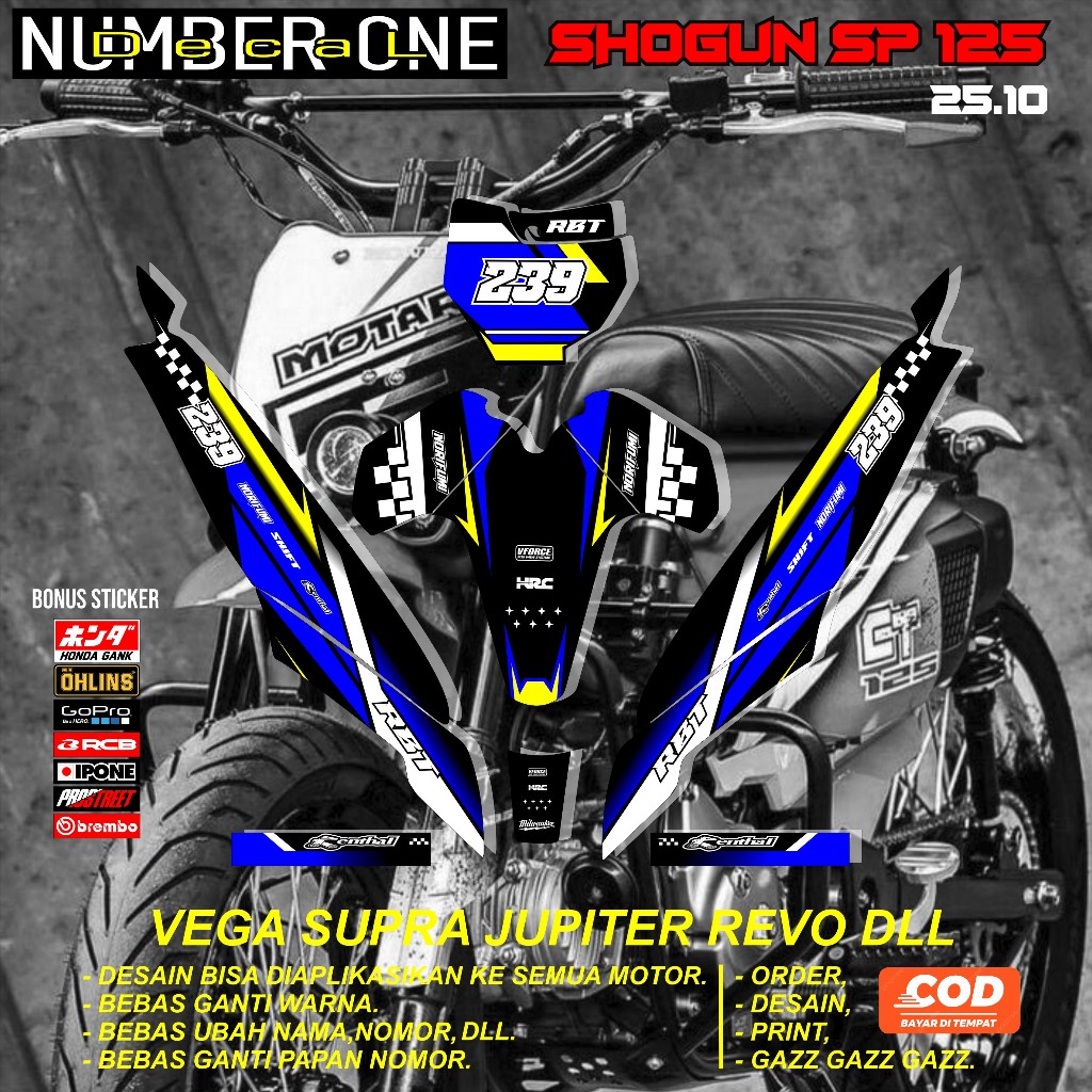 สติ๊กเกอร์ RBT SHOGUN SP 125 MOTOR RBT BEBEK MODIF SUPERMOTO YZ CRF KLX KX KTM RBT รหัส 25.10