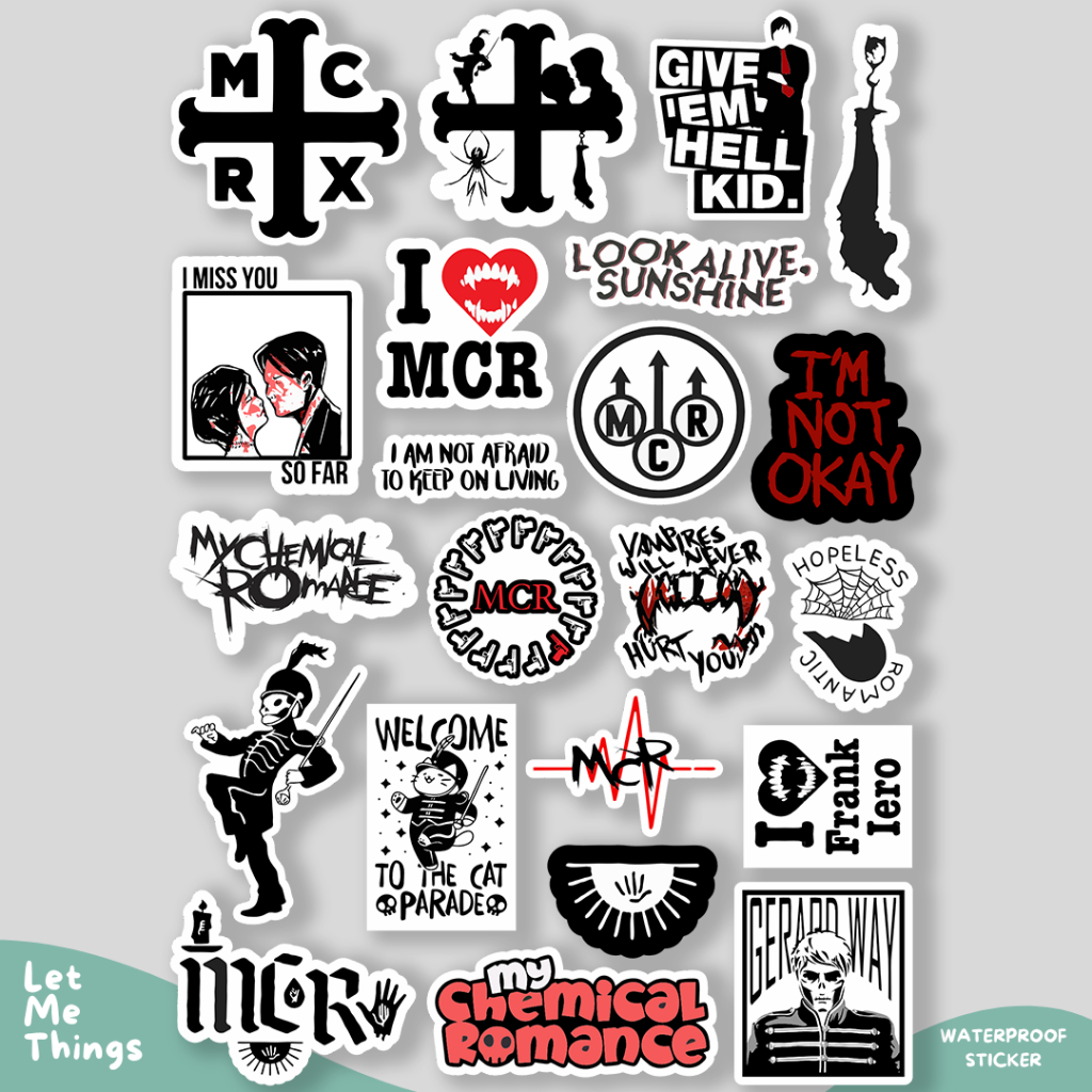 สติ๊กเกอร์วง MCR สติ๊กเกอร์วงร็อค Anti-Fade กันน้ํา HP สติ๊กเกอร์หมวกกันน็อคแล็ปท็อป ตัดแล้ว
