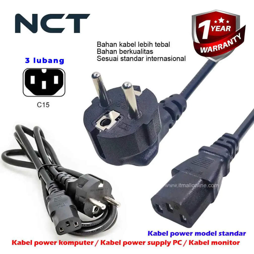 NCable Power PC สายไฟคอมพิวเตอร์ PC CPU Monitor อะแดปเตอร์ LED UPS แล็ปท็อป AIO มินิพีซี